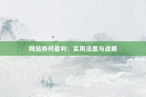 网站奈何盈利:实用法度与战略